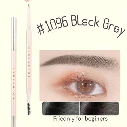 COLORROSE Chì kẻ mày hai đầu, đầu chì 1.5mm siêu mảnh, nhẹ và mịn, lâu trôi, chống dầu, chống nước và mồ hôi, màu nâu trà