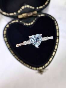 1pc S925 Sterling Silver Blue Zirconia Ring, Elegant & Minimalist Design, Suitable For Girls Daily Wear, Holiday & Party Gift