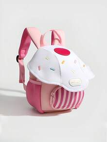 1pc Kids Cute Mushroom Backpack, Large Capacity Toddler Children School Bag