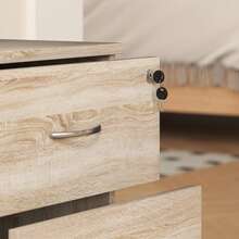 HOMCOM 2 Drawer Lockable Filing Cabinet With Wheels, Mobile Filing Cabinet For Home Office, Small Printer Stand, Oak Wood Grain - Yellow - View 9