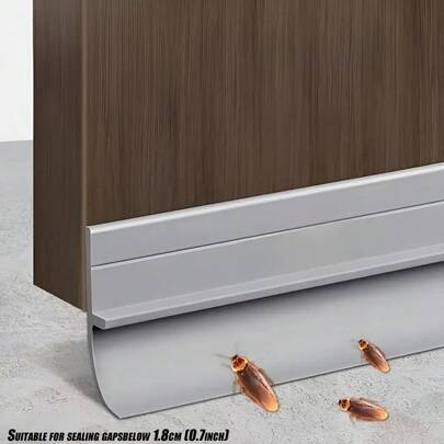 Upgraded And Thickened Silicone Non Porous Self-Adhesive Door Bottom Strip, Effectively Isolates Light/Dust/Noise/Cockroaches, Keeps Warm And Cool Without Loss, Saves Energy And Reduces Consumption Of Household Appliances, Door Seam Sealing, Dust Barrier, Seamless Installation, Durable, Weather Resistant Material, Insulation Strip, Shockproof Filling, Noise Reduction Improvement