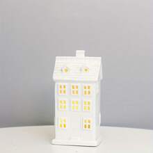 1pc Ceramic Christmas Village House, White Christmas House, Fake Snow, Cottage Christmas Decor, Indoor Home Tabletop Fireplace, White Porcelain House, Christmas Table Decorations Christmas Decorations, Farmhouse Home Decor, Christmas Giftstable Decor, Christmas Decorations For Home, (No Battery, No Lights) - Multicolor - View 13