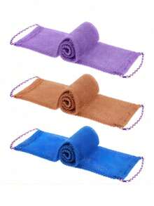 1pc African Mesh Exfoliating Back Long Net Bath Scrub Towel Set,Double-Sided For Gentle,Rough Exfoliation, Effective Body Scrub, Back Scrubber For Shower Use,Premium Mesh Material, Convenient Strap Towel Design, Loofah Towel - Multicolor - View 5