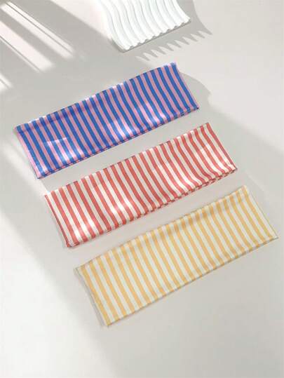 1pc/2pcs/3pcs/6pcs Women Elegant Sweet Striped Print Elastic Fabric Sports Headband, Suitable For Daily, Fitness, Running, Yoga, Sweat-Absorbing Hair Band Headscarf, Fashion Hair Accessory, Bohemian Style Headband Summer Outfits
