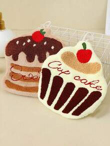 1/2 Stück Cartoon Kuchen, süßes Handtuch, kann aufgehängt werden, dick für Studenten, zum Aufhängen in Küche und Bad, praktisch für Zuhause und zum Mitnehmen als Bad- und Küchendekoration, Geschirrtuch - Mehrfarbig - Übersicht 10