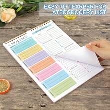 Joyberg Meal Planner Notebook 8.5x11", 50 Sheets Magnetic, Double Helix Meal & Grocery List, Wall-Mountable Menu Planner Daily & Weekly Plan - 1 - Xem 5