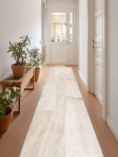 1 块米色地毯，现代简约风格，长条地毯，900 克/平方米，0.5 厘米厚度，防滑，可水洗和机洗，家居装饰，客厅，厨房，走廊，卧室，餐厅，办公室，四季皆宜