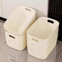 1pc/2pcs/3pcs Small Plastic Storage Boxes/Baskets For Desktop Snacks, Sundries, Cosmetics, Etc. Suitable For Organizing In Dorms, Kitchens, With A Rectangular Shape - White - View 8