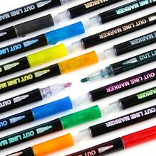 8/12/24/36/48 Colors Dual-Line Contour Pen, Glitter Metallic Pen, Colorful Fluorescent Marker Pen,Acrylic Markers, Marker Pen Set,Perfect For Painting, Illustrations, Handcrafted Art,School Back-To-School Season For Coloring Books And Other DIY Projects,Suitable For Paper, Fabric, Wood, Rocks, Plastic, Glass, Ceramics, Pumpkins, Etc., Acrylic Paint Marker Pens For Students And Adults, Easter,Thanksgiving, Halloween, Christmas Gifts