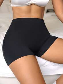 女士黑色无缝安全短裤，高腰，压缩，透气，舒适防滑短裤 - 黑色 - 查看 5