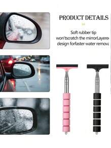 Retractable Wing Mirror Wiper Cleaner, Car Mirror Squeegee, Side Mirror Squeegee, Retractable Car Rearview Mirror Wiper With Telescopic Long Rod, Portable Auto Glass Water Cleaner For Rainy And Foggy Weather, Snow Brush For Vehicle Exterior Cleaning