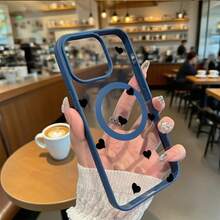 Made From TPU, This Transparent Lightweight Case Features A Bold Black Heart Design For A Stylish And Playful Touch. It Provides Full Coverage For The Camera And Buttons. Available In Multiple Colors. Compatible With 11, 12, 13, 14, 15, 16 Pro Plus ProMax Series. - 粉色 - 查看 3