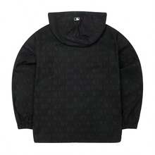 MLB Áo khoác có mũ dệt unisex, Áo khoác gió JQD họa tiết monogram cổ điển, Áo khoác ngoài thể thao tối giản, 3AWJM0453 - màu đen - Xem 2