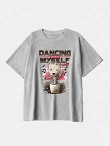 春夏女士新品：春夏 T 卹、春夏女士服裝、印花 T 卹、印花上衣、棉質上衣、高品質 T 卹、復古風、學院風、可愛風、都市風、Z 世代風格、千禧一代風格、Y2K 風格、朋克風、做舊風、極簡風、簡約風、休閒風、日常印花風、度假風格、有趣風格 - 灰色 - 查看 2