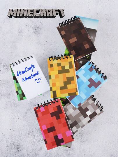 Microsoft 6 件套微软官方授权  像素风格线圈笔记本日常学习和办公礼物创意有趣的像素风格迷你空白页 6 种图案圣诞节生日返校季通用文具礼物