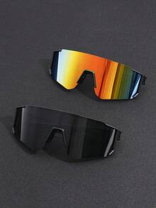 1pc/2pcs Men Wrap-Around Mirrored Reflective Classic Glasses Combination For Outdoor Riding Camping Skiing Accessories - Colored - View 2
