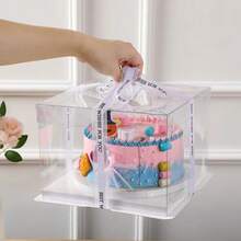 1 pieza Caja de regalo transparente de material PET de 26cm/22cm/17cm, adecuada para chocolates, pasteles, suministros para fiestas, flores de Navidad, regalos de cumpleaños, decoraciones para fiestas de vacaciones, San Valentín, Halloween, aniversario, Navidad - Negro - Ver 5