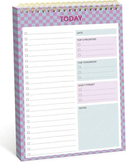 To Do List NotePad, Aesthetic To Do List Notebook Work With 52 Sheet Daily Tasks And Goal Setting, Undated Daily Planner Office, Home And School Supplies - Lavender Checkered