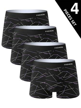 4 件装男士内裤，平角内裤，透气舒适宽松加大码短裤