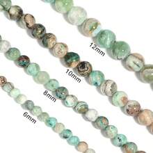 1 件天然绿色纹理石珠 6/8/10/12 毫米，时尚手工 DIY 散珠，适用于手链、项链、珠宝、手机带、钥匙扣、批发珠子 - 綠紋石 - 查看 6
