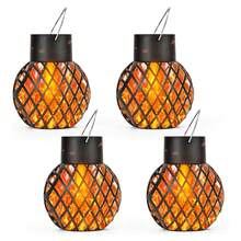 1/2/4PCS LED Outdoor Solar Flame Effect Pendant Light Waterproof Garden Decoration Light Courtyard Solar Fairy Light