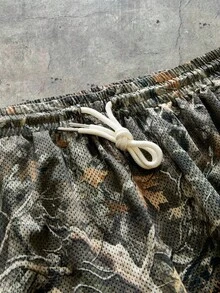 男士针织休闲宽松直筒迷彩短裤