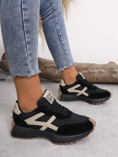 Women's Comfortable Lace-Up Sports Shoes - Lightweight Multipurpose Casual Shoes, Non-Slip Rubber Soles For All Seasons