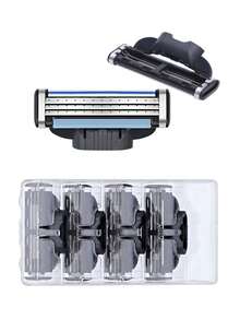 男士剃须刀套装，1 个手柄 + 24 个刀片替换装，3 层精密激光切割边缘，清洁无刺激，易于清洁，防刮设计 - 居家和旅行必备 - 彩色 - 查看 3