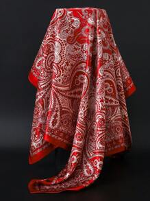 1条时尚方形真丝围巾，新款设计，90*90厘米，奢华围巾，花卉印花头巾披肩颈巾，女士适用，35.4英寸，适合连衣裙搭配。 - A - 查看 33