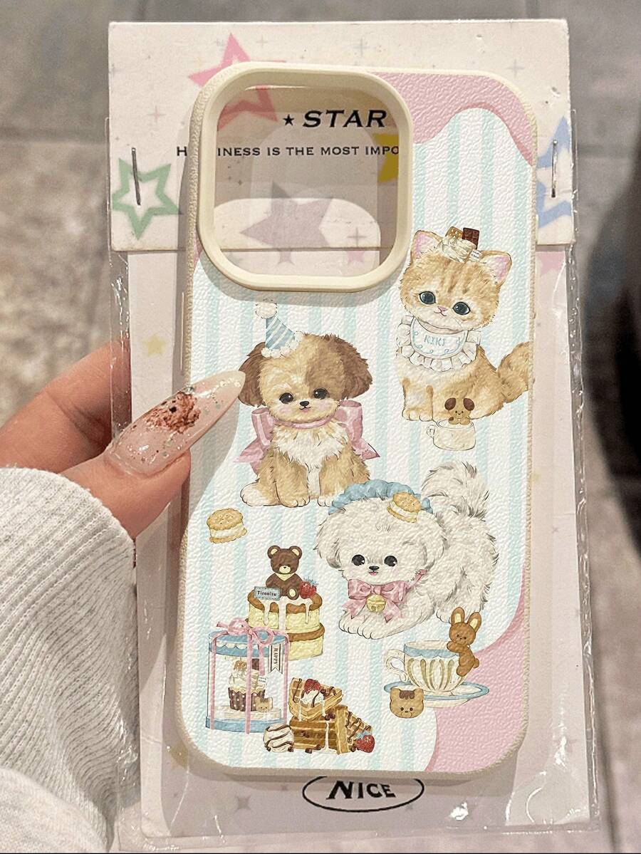 1 pieza Funda protectora de teléfono a prueba de caídas, antideslizante y suave con diseño de perro a rayas minimalista y de moda, compatible con Apple//otros teléfonos - Multicolor - Ver 1