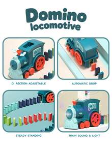 A Set Of Electric Domino Train Toy Set With Sound And Light,Automatic Domino Train Toys For Boys And Girls - 彩色 - 查看 3