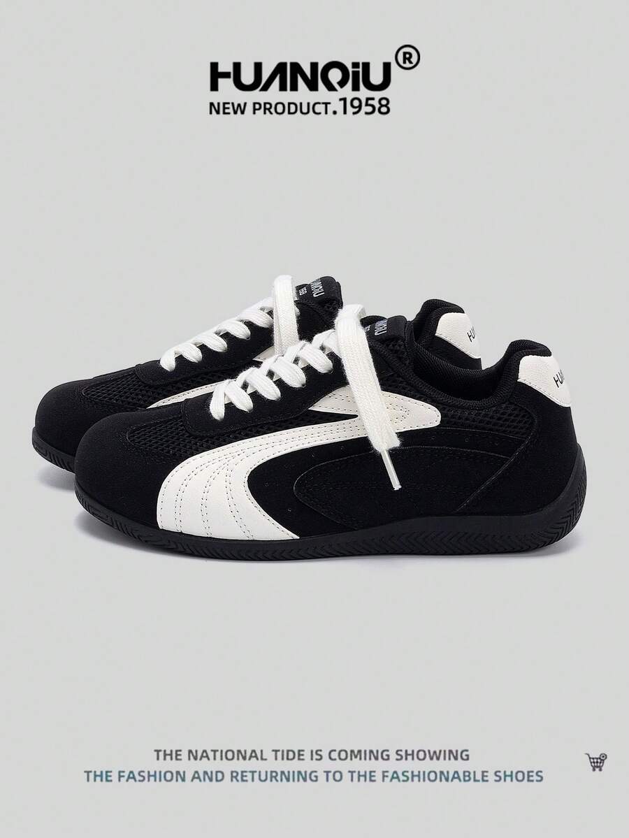 HUANQIU 2025 New Women's Shoes, Women's Shoes, Skateboarding Shoes, A Pair Of Fashionable, Casual, Breathable Office Outdoor Sports Shoes, Multifunctional, Lightweight And Comfortable, German Shoes, Racing Shoes, Casual Shoes, Running Shoes, Black Four Season Shoes