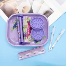 Conjunto de Bandeja de Enrolar Cigarros de Metal 7"X5.5", Inclui 3 Pacotes de Papel de Enrolar Ultra-Fino de 110mm (Queima Uniformemente), Enrolador de Cigarros, 2 Livretos de Boquilha e Moedor de Plástico - Um Presente Ideal para Fumantes