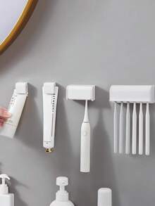 1. Nieperforowany uchwyt na szczoteczkę do zębów montowany na ścianie, Zakryty uchwyt na szczoteczkę elektryczną do łazienki, Stojak na pastę do zębów, 2/5/6-szczelinowy, samoprzylepny pojemnik na szczoteczkę do zębów, Przybory łazienkowe, Codzienne potrzeby na Boże Narodzenie i Nowy Rok