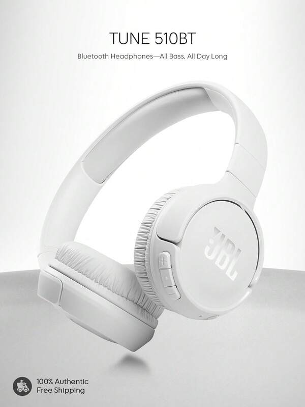 JBL Tune 510BT Wireless On-Ear Headphones, Pure Bass Sound, 40H Playtime With Fast USB-C Charging, Built-In Mic With Voice Assistant, Foldable Lightweight Design, Android IOS Compatible, Perfect For Music, Gaming, Gym, Travel