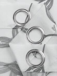 2 件薄纱窗帘，装饰刺绣仿亚麻窗帘，适用于家庭厨房、客厅和卧室 - 灰色 - 查看 8