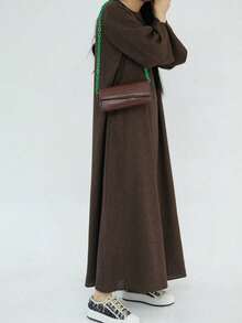 1pc Plain Sleeve Slit Abaya, Suitable For Women's Daily Wear And Prayer, All Season, Muslim Islamic Clothing