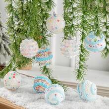 6cm/12pcs Creative Handmade Macaron Series Christmas Balls, Christmas Tree Ornaments, Christmas Decorations Home Decor Room Decor Winter
