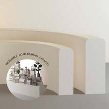 Soporte de exhibición plegable de papel con estantes, para exposición, muestras, cosméticos, bolsos, zapatos, uso comercial - Blanco - Ver 6