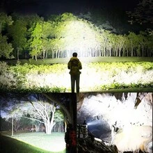 强力高流明 LED 手电筒大功率 COB 尾灯多功能手电筒可充电伸缩变焦高品质荧光灯大功率 LED 战术手电筒钓鱼车修露营照明 - 黑色 - 查看 5