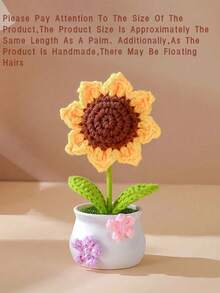 1pc Handmade Crochet Sunflower & Tulip Decor, Suitable For Christmas Party, Home Room, Birthday, Holiday Gift, Celebration - Multicolor - View 10