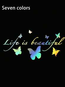 1pc Fashionable Butterfly Car Sticker, Reflective Butterfly Floral Engine Hood Car Decal