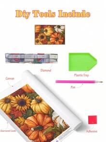| 5D DIY 钻石画 | 丰收主题钻石墙艺、丰收南瓜和向日葵主题 5D DIY 钻石艺术套装、放松钻石画、DIY 技能和注意力练习、完美的礼物钻石画。 - 彩色 - 查看 3