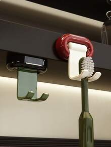 1pc Household Mirror Cabinet Toothbrush Storage Rack, Wall Mounted Non Perforated Toothbrush Storage Rack, Magnetic Suction Antique Style Hanging Rack. Bathroom Storage And Organization. Home And Daily Necessities - Multicolor - View 3