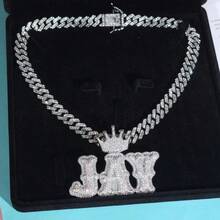 Custom Crown Bail Letter Pendant With Iced Out Zirconia Gold Silver Color Name Necklace Men Women Hip Hop Chain Jewelry,Jewelry & Watches,Season Picks,Custom Name Stainless Steel Necklace, Personalized Nameplate - Multicolor - View 2
