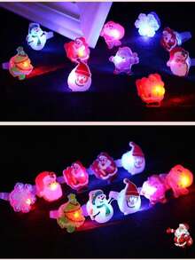 50pcs/30pcs-Christmas Party Giveaway 50 Christmas Lighting Rings, Glow Rings, Party Supplies, Christmas Glitter Glow Finger Rings, Christmas Party Decoration Home Prop Supplies,Christmas Decorations,Christmas Gifts