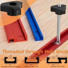 M8T T-Track Woodworking Tool Set With Adjustable Plastic Knob Nuts And Metal Bolts - Black - View 6