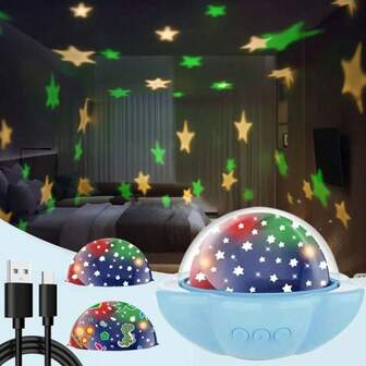 花形投影灯 可调光星星投影灯 360°静音旋转投影灯 两种图案可随意变换 适用于居室装饰、舞台灯光、圣诞礼物