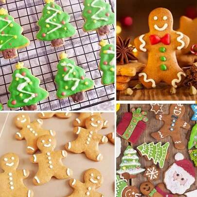 6pcs Christmas Cookie Cutter Set, Stainless Steel Baking Molds - Reindeer, Gingerbread Man, Bell, Christmas Tree, Gingerbread Man, Shooting Star