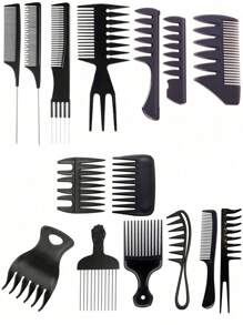 1 szt. wielofunkcyjny grzebień dla mężczyzn, profesjonalny grzebień fryzjerski, grzebień do przedziałka, pomada, tapirowanie, grzebień Faux Hawk, grzebień z ości rybki, grzebień do stylizacji tekstur, grzebień szczurzy ogon do stylizacji włosów, falowane i kręcone włosy afrykańskie, grzebień z szerokimi i drobnymi zębami, odpowiedni do wszystkich fryzur, grzebień do stylizacji, grzebień rozwidlony z PP (polipropylenu) w jednolitym kolorze, na każdą porę roku, akcesoria dla mężczyzn, akcesoria do głowy dla mężczyzn